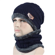 ( Navy blue)Autumn and Winter hat velvet hedging thick knitting Outdoor woolen warm bag head