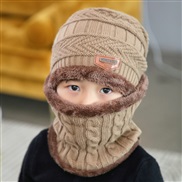 ( Khaki)Korean style thick woolen child velvet Winter warm hat two boy girl