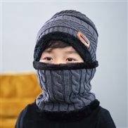 ( gray)Korean style thick woolen child velvet Winter warm hat two boy girl