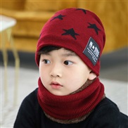 ( Burgundy)Korean style thick woolen child velvet Winter warm hat two boy girl