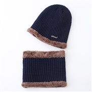 ( Navy blue)child hat woolen warm thick velvet two set