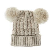 (  Beige)child hat occidental style woolen twisted weave lovely Double woman knitting new
