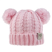 ( Pink)child hat woolen knitting Autumn and Winter twisted weave Double hat man woman