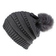 ( Dark gray)Autumn and Winter Imitation leather fox hat lady knitting occidental style leisure fashion hat