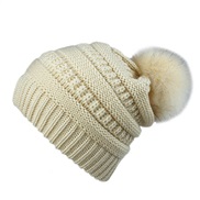 (  Beige)Autumn and Winter Imitation leather fox hat lady knitting occidental style leisure fashion hat