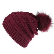 (  Burgundy)Autumn and Winter Imitation leather fox hat lady knitting occidental style leisure fashion hat