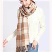 ( Beige)autumn Winter Collar man Korean style imitate sheep velvet grid scarf lady pure color shawl