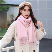 ( Pink)autumn Winter Collar man Korean style imitate sheep velvet grid scarf lady pure color shawl