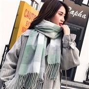 (H green)autumn Winter Collar man Korean style imitate sheep velvet grid scarf lady pure color shawl