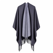 ( gray)occidental style head lady big scarf autumn Winter all-Purpose warm two color tassel shawl