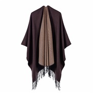 (Coffee )occidental style head lady big scarf autumn Winter all-Purpose warm two color tassel shawl
