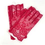 ( red)lady short style half lace glove Sunscreen glove