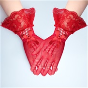 ( red)knitting glove Mittens lace nets yarn flower bride wedding sexy sexy sleeves multicolor