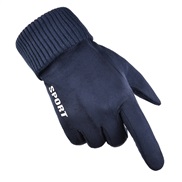 ( blue) leather velvet glove man Winter Korean style Mittens warm velvet touch screen Outdoor wind Non-slip