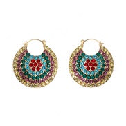 ( blue)occidental style retro wind half fully-jewelled earrings palace earring high-end arring