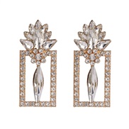 ( white)UR fashion geometry hollow earrings high quality crystal glass earring woman high-end Earring