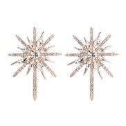 ( Rose Gold)UR diamond earrings occidental style wind personality brief fashion ear stud