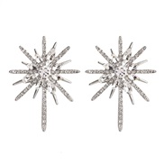 ( Silver)UR diamond earrings occidental style wind personality brief fashion ear stud
