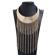 ( Gold)occidental style fashion punk Metal exaggerating pattern Collar  exaggerating tassel necklace