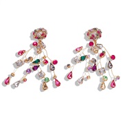 ( Color)a same style Alloy diamond gem earrings  fashion Pearl beads bow earring  Colorful Rhinestone Earring