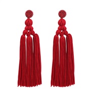 ( red)original ethnic style Bohemia earrings temperament weave personality arring long style tassel beads buckle