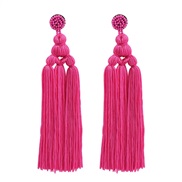 ( rose Red)original ethnic style Bohemia earrings temperament weave personality arring long style tassel beads buckle