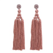 ( Pink)original ethnic style Bohemia earrings temperament weave personality arring long style tassel beads buckle