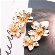 ( Gold)creative arring occidental style personality trend multicolor Double layer flowers ear stud brief sweet earrings