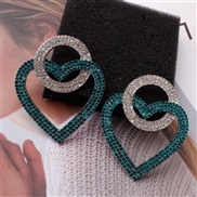 ( green)diamond exaggerating earrings fashion Peach heart occidental style wind earring love crystal same style Earring