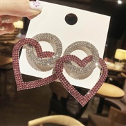 ( pink )diamond exaggerating earrings fashion Peach heart occidental style wind earring love crystal same style arring