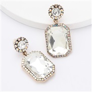 ( white)earrings Autumn and Winter occidental style exaggerating Alloy diamond Rhinestone glass diamond earrings woman g
