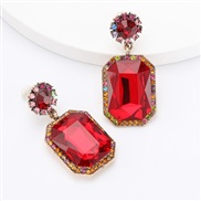 ( red)earrings Autumn and Winter occidental style exaggerating Alloy diamond Rhinestone glass diamond earrings woman geo