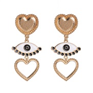 ( Gold) Alloy geometry eyes earrings occidental style  trend exaggerating personality big long style earring