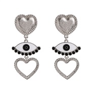 ( Silver) Alloy geometry eyes earrings occidental style  trend exaggerating personality big long style earring