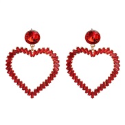 ( red)high love earrings woman heart-shaped color retro earring ear stud occidental style temperament