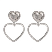 ( Silver)all-Purpose hollow love earrings Peach heart earring temperament