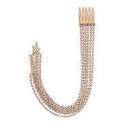 ( white)Korea Pearl hair clip high beads tassel With diamondins long style chain head