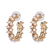 (Rice white )same style Artificial gem beads earrings occidental style Pearl ear stud arring
