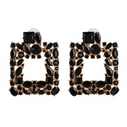 ( black)same style gem square earrings occidental style wind fashion color trend arring geometry big earring