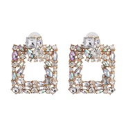 (AB)same style gem square earrings occidental style wind fashion color trend arring geometry big earring