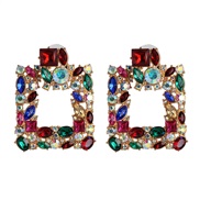 ( Color)same style gem square earrings occidental style wind fashion color trend arring geometry big earring