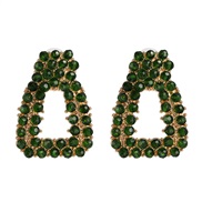 ( green)occidental style Mini Artificial Pearl square earrings geometry diamond color ear stud