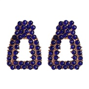 ( blue)occidental style Mini Artificial Pearl square earrings geometry diamond color ear stud