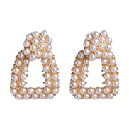 occidental style Mini Artificial Pearl square earrings geometry diamond color ear stud
