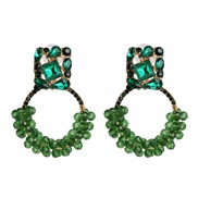 ( green)occidental style geometry gem earring beads handmade twining Round earrings personality