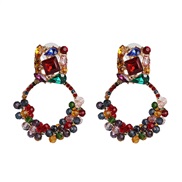 ( Color)occidental style geometry gem earring beads handmade twining Round earrings personality