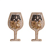 ( champagne)occidental style new earring lady trend earrings personality ear stud embed gem