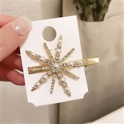 ( Gold) big hair clip woman Korea temperament Pearl diamond head fashion snowflake
