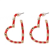 ( red)fashion heart-shaped color earrings occidental style wind fashion love ear stud