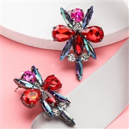 ( red)occidental style exaggerating personality Rhinestone glass diamond diamond earrings woman retro temperament fully-